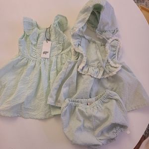 (2) adorable dresses in size 3-6M never worn, Monica and Andy nwt